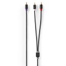 Subwoofer Kabel | RCA | 2x RCA Stecker | Vergoldet | 3.00 m | Rund | 4.0 mm | Anthrazit | Box