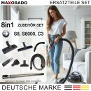 Kombidüse + Rohr + Handgriff + Schlauch + Düsen Ersatzteile Set Zubehör kompatibel mit Miele C2 Complete C3 S8 S8340 S8430 S8520 S8530 S8710 S8730 S8790