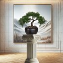 Kunstpflanze Deko Bonsai Zeder 26cm mit Topf Keramik künstlich klein Kunststoff