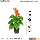 Große Kunstpflanze Guzmania Deko-Idee 58cm künstlich Pflanze Büro