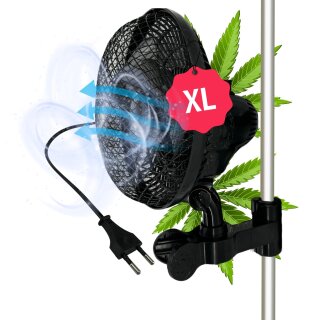 Premium Clip Ventilator oszillierend für Growbox Grow Grower Zelt Lüfter mit Stromkabel groß