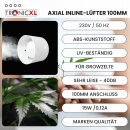 100mm Abluft Zuluft Grow Lüfter Inline Ventilator Axial Kanal Abluftventilator Rohrlüfter für Growbox