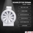 100mm Turboventilator Grow Abluft Lüfter Rohrventilator für Growbox Growzelt