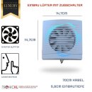 230V Badlüfter mit Kabel Schalter Stecker IPX4 100mm Abluft Zuluft Lüfter Ventilator mit Netzstecker für WC Toilette Keller