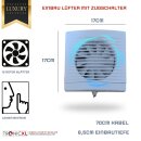 230V Badlüfter mit Kabel Schalter und Stecker IPX4 125mm Lüfter Ventilator mit Netzstecker