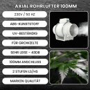 Turbo Abluft Set Grow 100mm leise Belüftungsset für Growbox Aktivkohlefilter Lüfter Abluftlüfter Abluftschlauch mit Kabel Schalter