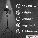 Smartphone Stativ mit Licht 2m mit Kugelkopf drehbar neigbar Halterung Ständer Tripod Handy hoch groß Foto Video höhenverstellbar 210cm für Influencer Video