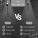 Smartphone Stativ mit Licht 2m mit Kugelkopf drehbar neigbar Halterung Ständer Tripod Handy hoch groß Foto Video höhenverstellbar 210cm für Influencer Video