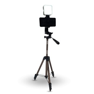 105cm Handy Stativ drehbar Smartphone Halterung mit Licht LED Lampe Ständer Tripod Handy hoch Foto Video