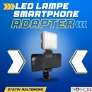 Smartphone Stativ Adapter mit LED Lampe Videoleuchte Halterung kompatibel mit Apple iPhone Samsung Xiaomi Handy