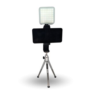 Mini Smartphone Stativ mit Licht Influencer Tripod drehbar mit LED Lampe Ständer Halterung