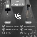 Mini Smartphone Stativ mit Licht Influencer Tripod drehbar mit LED Lampe Ständer Halterung