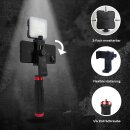 Handgriff für Smartphone + Halterung drehbar + 49 LED Videoleuchte Lampe Stabilizer Licht Selfie