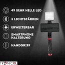 Handgriff für Smartphone + Halterung drehbar + 49 LED Videoleuchte Lampe Stabilizer Licht Selfie