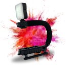 Kamera Video Action Stabilisierungsgriff Handgriff Stabilisator mit LED Videolampe Erweiterbar Cold Shoe