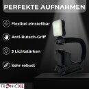 Smartphone Video Rig Stabilizer Griff Halterung mit LED Lampe für Apple iPhone Samsung Xiaomi