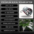 250mm Premium Industrie Axial Rohrlüfter Metall Grow Abluftventilator für Growroom Grower Abluftlüfter Lüfter 250 mm