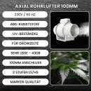 Turbo Abluft Set Grow 100mm leise mit Aufhängung Belüftungsset für Growbox Aktivkohlefilter Lüfter Abluftlüfter