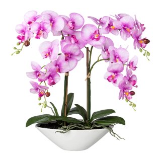 Kunstpflanze Phalaenopsis Orchidee Deko Idee hoch 53cm im Topf Keramik weiß