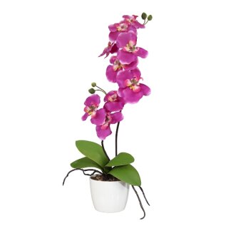 Kleine Kunstpflanze Orchidee Phalaenopsis pink im Topf Keramik weiß Deko klein Idee