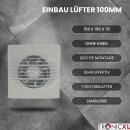 100mm Einbau Badlüfter mit Fliegengitter IPX4 2650 Ventilator Bad Küche WC Toilette Garage Keller