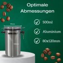 2 Stück Kaffeedose 500ml luftdicht Kaffee Dose Metall Kakao Tee Vorratsbehälter Box