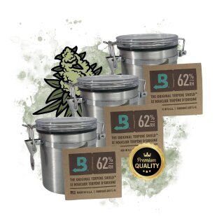 3x Metall 250ml Kräuter Box Stash luftdicht Boveda Pack 62% Grow Aufbewahrung Ernte Dose