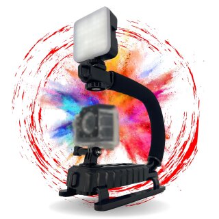 Actioncam Stabilisator Griff mit LED Lampe kompatibel mit DJI Osmo GoPro Hero + Stabilizer