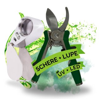 Ernte Set Schere Taschenmikroskop für Grow Lupe mit LED Lampe Zubehör für Growbox Grown Anbau Eigenanbau