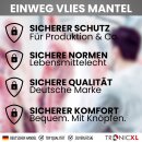 5 Stück XL Einweg Vlies Mantel Vliesmantel für Besucher Produktion etc. Einwegkittel Schutzkittel Einmal Einweg Besucherkittel Schutzanzug