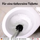 Premium Toilettenbürste mit Edelstahl Griff mit auswechselbarem Bürstenkopf lang schwarz Silber WC Bürste Klobürste Toilettenbürste