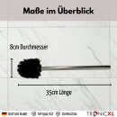 2 Stück Premium Toilettenbürste mit Edelstahl Griff mit auswechselbarem Bürstenkopf lang schwarz Silber WC Bürste Klobürste Toilettenbürste