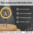 Mini Stativ + XXL Ringlicht Ring Light mit Handyhalter Tripod Beauty Licht Kamerastativ Smartphone Halterung I für YouTube Video Streaming Smartphone TikTok