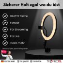 Ringlicht mit Saugnapf Halterung Ring Light Handy Halter kompatibel mit iPhone Smartphone Licht Ständer für YouTube Video Stream TikTok Foto Video Auto Fenster