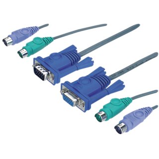 KVM-Kabel VGA female / 2x PS/2 Female - VGA male / 2x PS/2-Stecker / 2x 3.5 mm male 10.0 m
