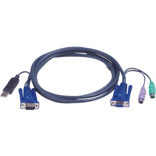 KVM-Kabel VGA female / 2x PS/2-Stecker - VGA male / USB A male 3.0 m