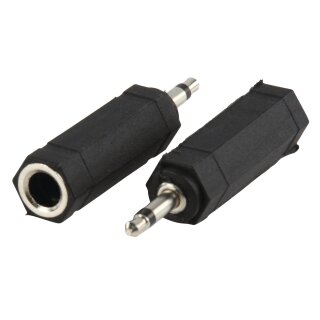 Mono-Audio-Adapter 3.5 mm male - 6.35 mm female Schwarz