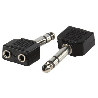 Stereo-Audio-Adapter 6.35 mm male - 2x 3.5 mm female Schwarz