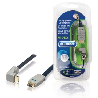 High Speed HDMI Kabel mit Ethernet HDMI Anschluss - HDMI Anschluss abgewinkelt 270° 1.00 m Blau
