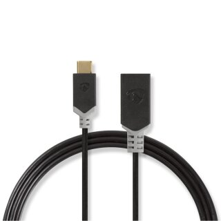 USB 3.0-Kabel | Stecker Typ C  -  A-Buchse | 0,15 m | Anthrazit