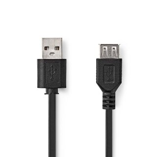 USB 2.0-Kabel | A-Stecker - A-Buchse | 2,0 m | Schwarz