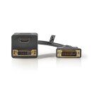 DVI-Adapterkabel | DVI-D 24 + 1-poliger Stecker - DVI-D 24 + 1-polige Buchse + HDMI-Ausgang | 0,2 m | Schwarz