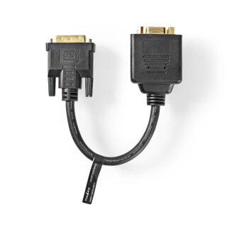 DVI-Adapterkabel | DVI-I 24 + 5-poliger Stecker - 2x VGA-Buchse | 0,2 m | Schwarz