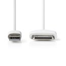 Daten- und Ladekabel für Apple Dock 30 pol poliger Stecker - USB-A-Stecker | 1m | Weiß