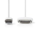 Daten- und Ladekabel für Apple Dock 30 pol poliger Stecker - USB-A-Stecker | 2m | Weiß