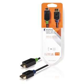 Displayport-Kabel Displayport male - HDMI Anschluss 2.00 m Anthrazit