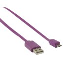 USB 2.0 Kabel USB A male - Micro-B male flach 1.00 m Lila