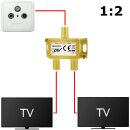 Vergoldeter Digital 2-fach Antennenverteiler 3D 4K HD gold F-Splitter