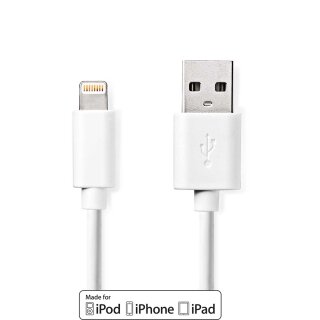 Daten- und Ladekabel | Apple Lightning, 8-poliger Stecker - USB-A-Stecker | 1,0 m | Weiß